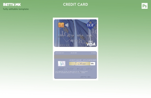 Модерен стил Шаблон за виза за дебитна картичка на Лихтенштајн LGT Bank